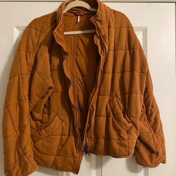 Free People Dolman Quilted Knit Jacket in Terracotta - Picture 2 of 5